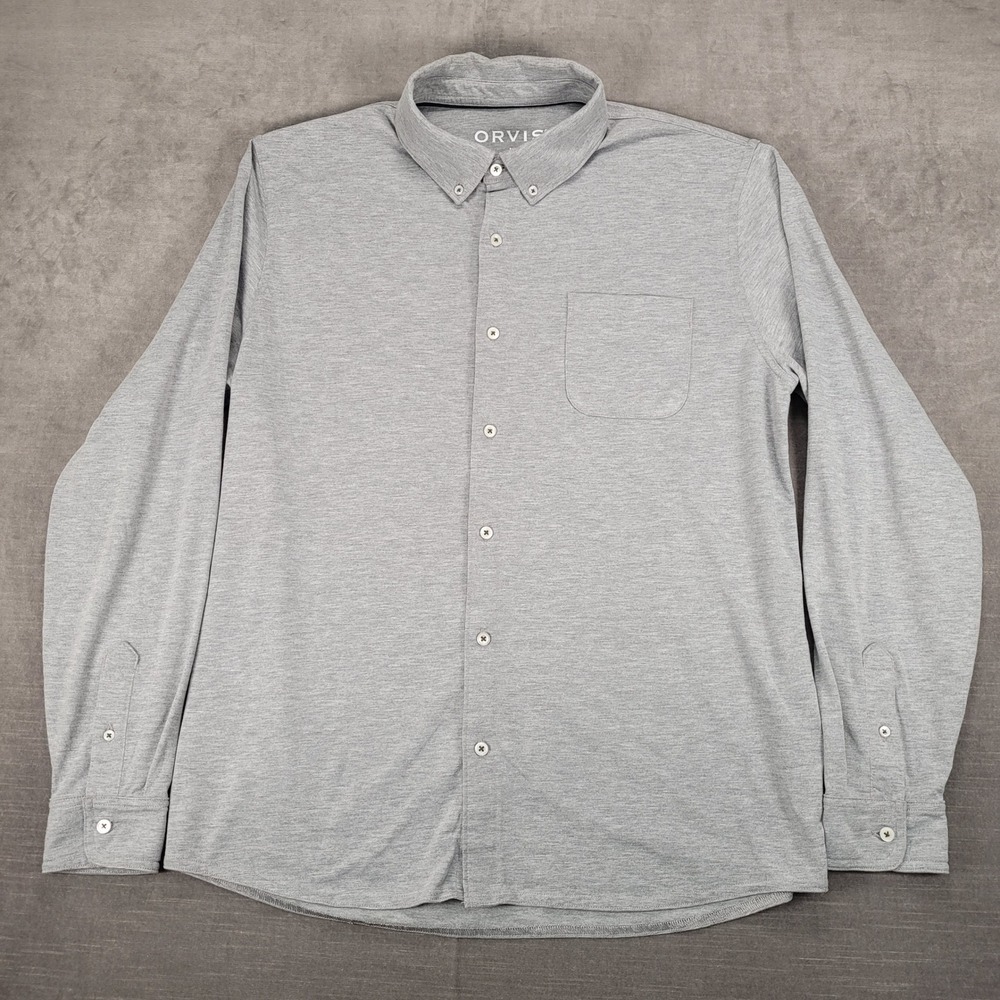 Orvis Button Down Shirt Long Sleeve Casual Gray‎ Size Large